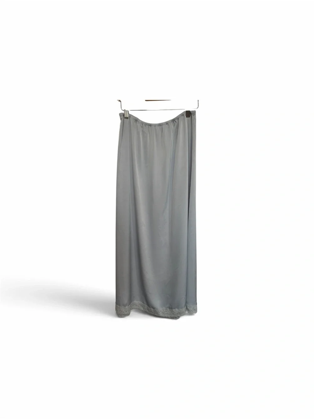 Brandy Melville Light Blue Satin lace -Hem Maxi Slip Skirt